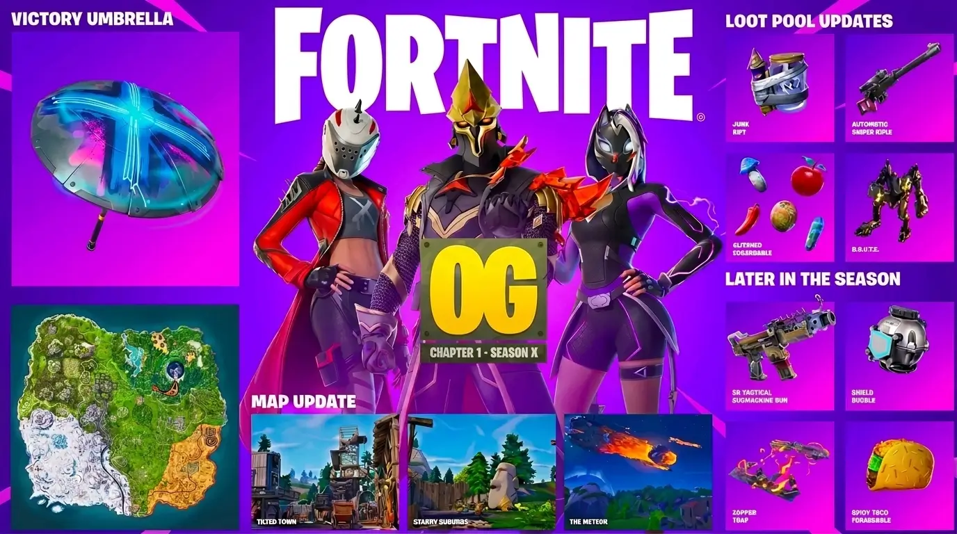 Fortnite OG Season X Battle Pass Revealed: All New Skins